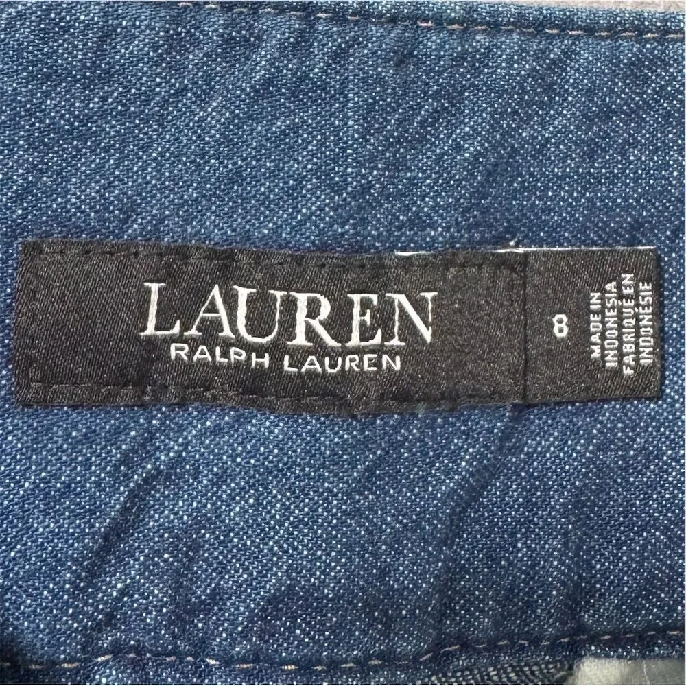 Lauren Ralph Lauren Black Label Women's Size 8 Wide Leg High Waist Cropped Jeans